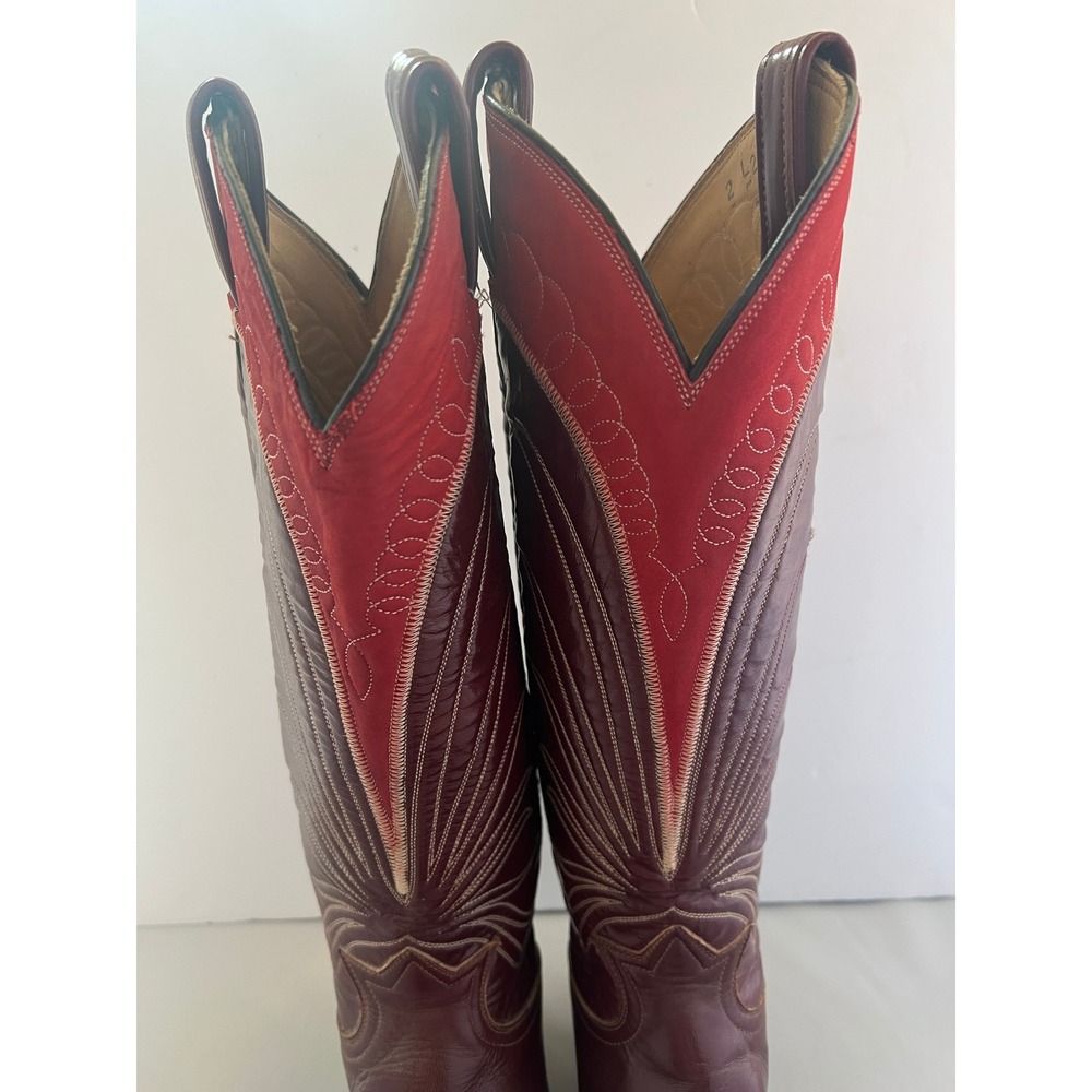 Tony Lama Womens Western Cowboy Boots Burgundy Red Leather Suede Size 4.5 B - Picture 2 of 9